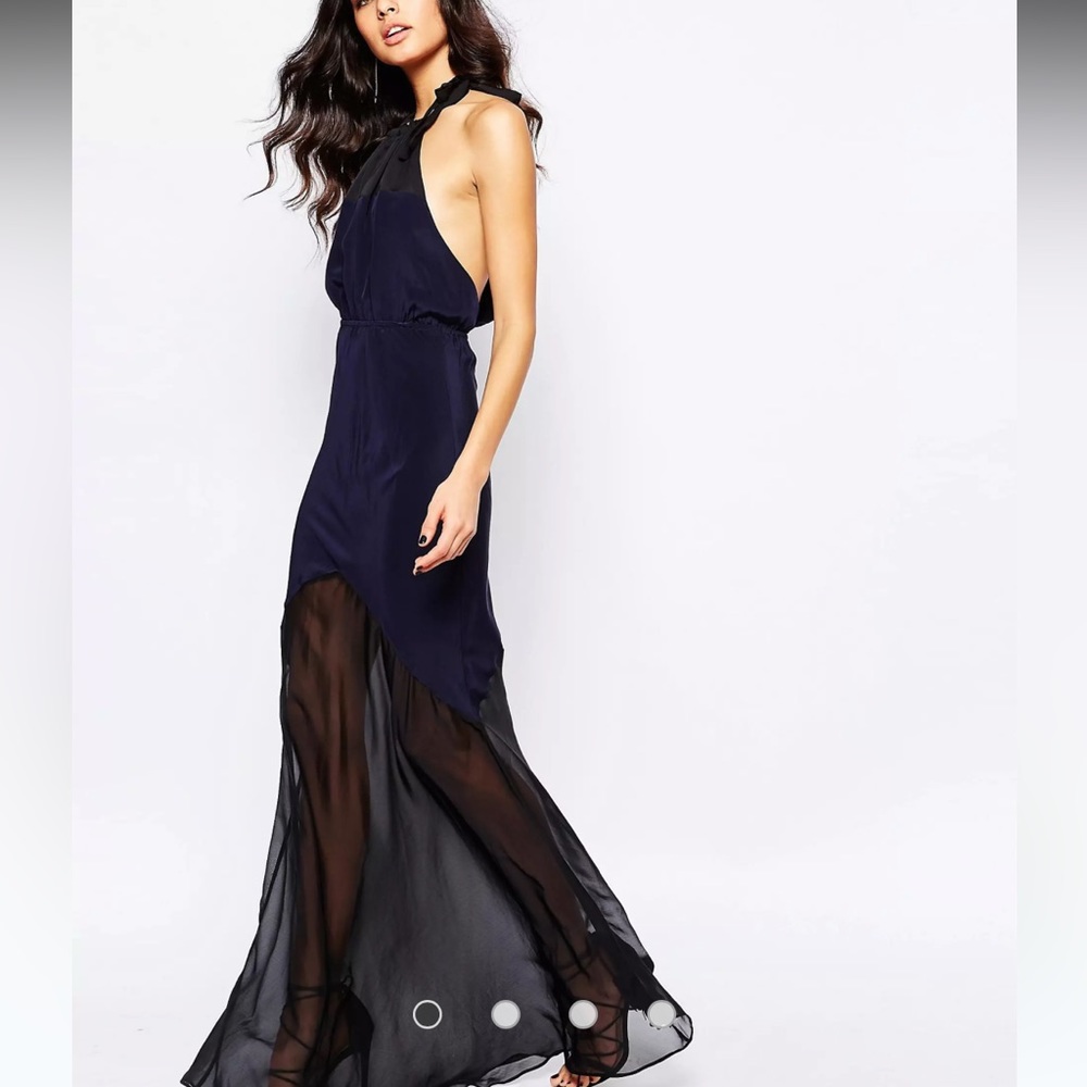 The Stone Cold Fox Aquarius Maxi Dress in Navy Silk NWOT